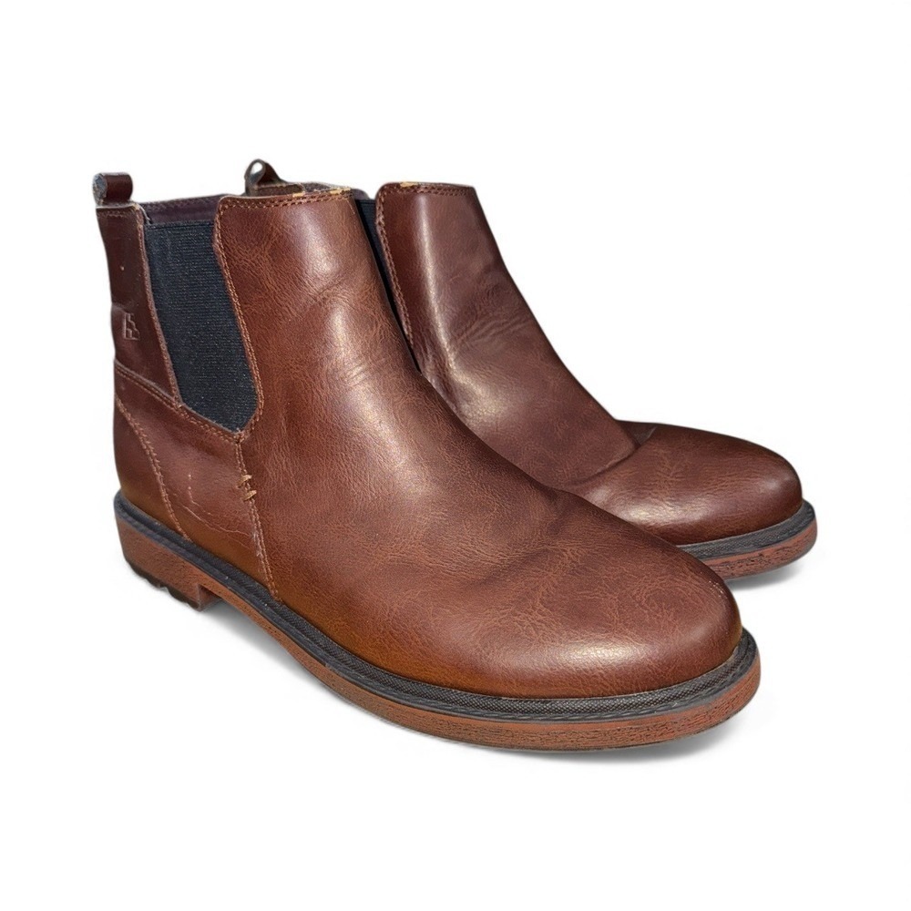 Vince Camuto Kent‎ Mens 6.5M Pre-Owned Brown Faux Leather Ankle Slip On Boots